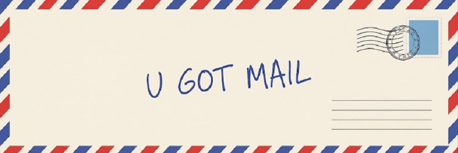 An airmail envelope addressed U GOT MAIL